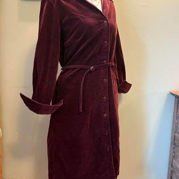 VTG L. L. BEAN Corduroy Dress Wine Red Sophisticated Cosmopolitan Elegant 6P - Picture 2 of 8